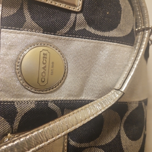 Coach Y2K Signature Stripe Kisslock Medium Tote Shoulder Handbag - Picture 9 of 12